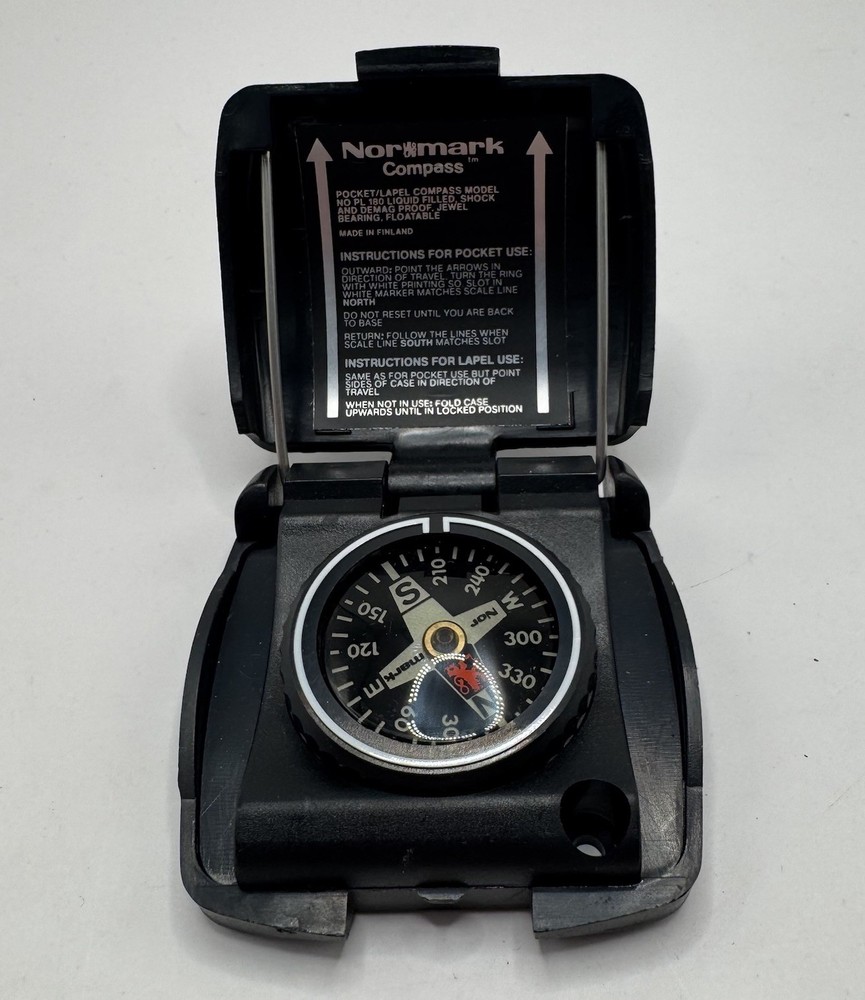 Vintage Normark Pocket Lapel Compass model PL 180 Liquid Filled Made in Finland