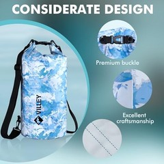 Dry Bag Waterproof Roll Top Storage Backpack, Keeps Gear Dry 5L Blue Camo