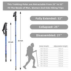 Collapsible Hiking Poles – 4 Pack Lightweight Anti-Shock Adjustable