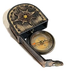 Brass Compass in Wooden & Leather Case – 2025 Graduation Gift for Him, Colleg…