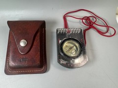RARE Brunton Model 8040 Compass Clinometer w/ Leather Case USA Vintage