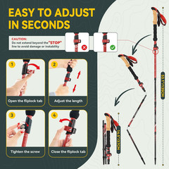 Collapsible Trekking Poles for Hiking – Carbon Fiber Folding Hiking Poles, Teles