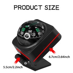 Upgraded Car Compass,2.6×2.2×2.1 Car Compass Dashboard with Adjustable 1pcs
