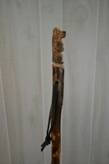 Bear Carved in Dark Wood Walking Stick, Hand Carved Staff, Made in the USA