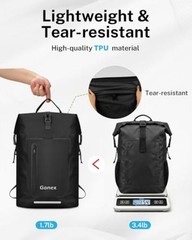 Waterproof Ultralight TPU Backpack Roll Top Dry Bag, Kayaking | Back 35L Black