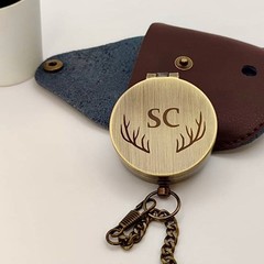 Engraved Personalised Brass Coordinate Compass Keepsake Gift Hiking For Him Dad