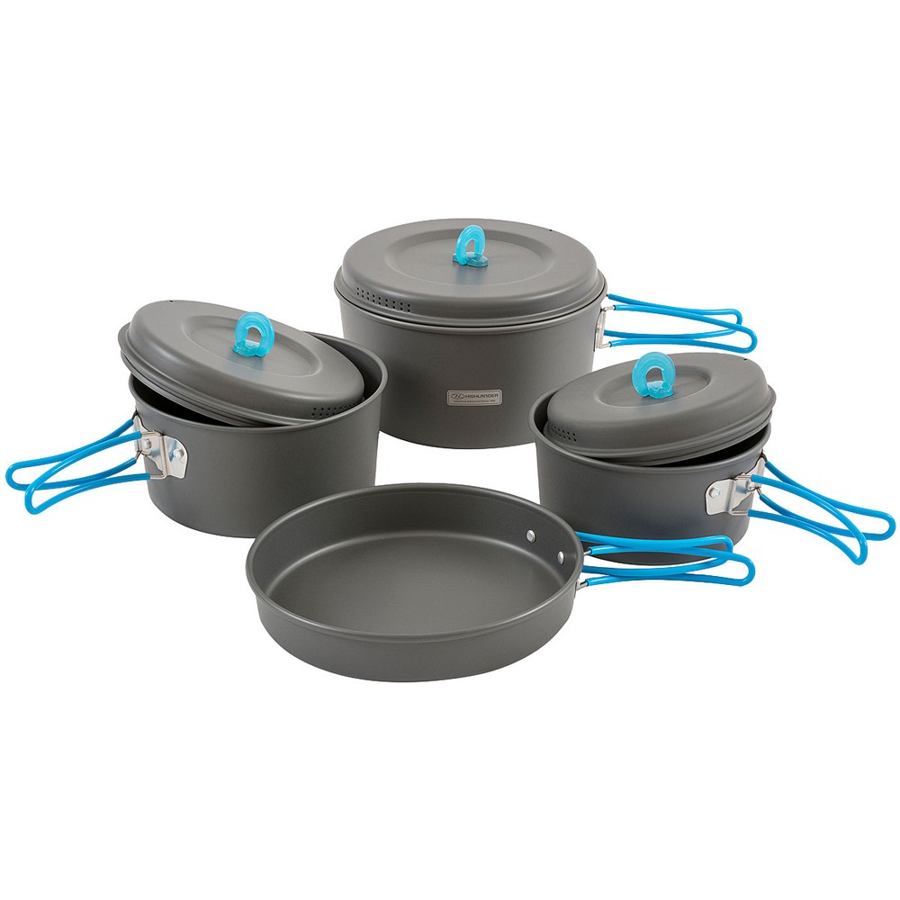 Highlander Vertex Family Camping Cook Set Buschcraft Camping Travel Grey