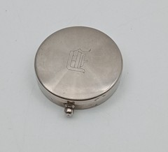 Vintage Japanese Pocket Compass Silver Tone Gothic E Monogram Lid