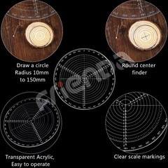 12″ Round Center Finder Compass – Lathe Tool, Circle Gauge, Acrylic Drawing Temp