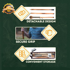 3 Piece 55″ Detachable Pine Wood Walking/Hiking Stick with Metal Tip, Reinforced