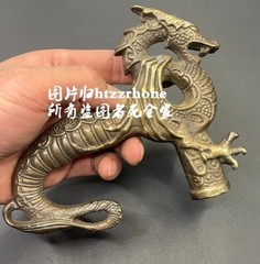 Brass Dragon Statue Walking Stick Cane Handle Top Head Topper Hand Grip Collect