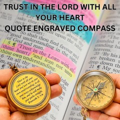 Trust in The Lord with All Your Heart -Proverbs 3: 5-6 2 Inch, Rustic Brass
