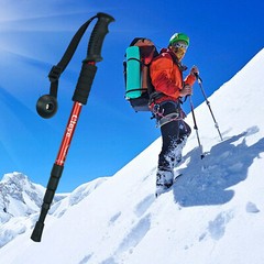 Pair Anti-shock Walking Hiking Stick 3 Sec Adjustable Retractable Trek Pole Red