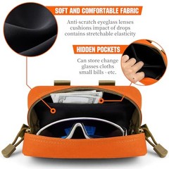 bvya Tactical Molle Sunglasses Case Anti-Shock Semi-hard Clamshell Extra Orange