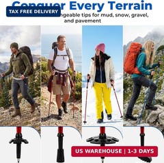 4 Pcs Trekking Poles Set, Collapsible Aluminum Hiking Poles, Adjustable Folding