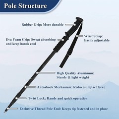 2PCS Trekking Hiking Poles Walking Sticks Adjustable Aluminum Alpenstock w/ Tips