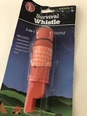 5in1 Emergency Hiking Camping Survival Compass Whistle Tool Color Orange #CCH5-1