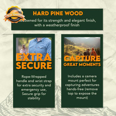 3 Piece 55″ Detachable Pine Wood Walking/Hiking Stick with Metal Tip, Reinforced