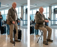 Cane with Seat Folding Lightweight, Carbon Fiber, Height Adjustable, Cane Chair