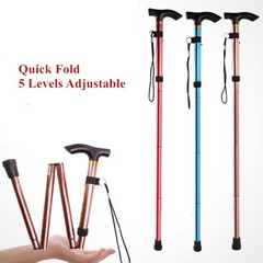 Folding Telescopic Walking Stick Cane Trekking Pole for Hiking Elderly