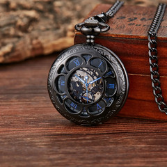 Retro Mechanical Pocket Watch Luminous Petals Textured Flip Cover