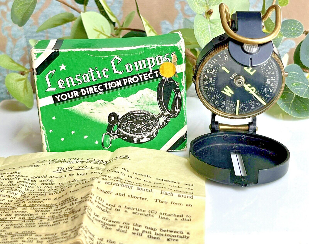 VTG Lensatic Engineer Compass Your Direction Protector w/ Original Box and Paper