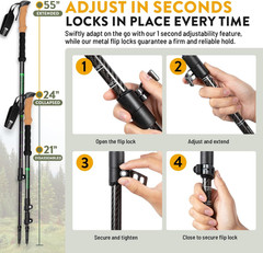 Ultra Lightweight 100% Carbon Fiber Trekking Poles with Cork Grips