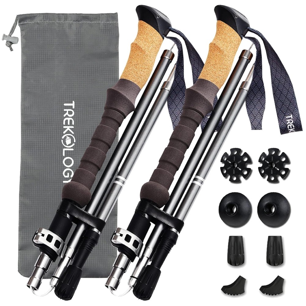 Ergonomic Cork Handle Trekking Sticks