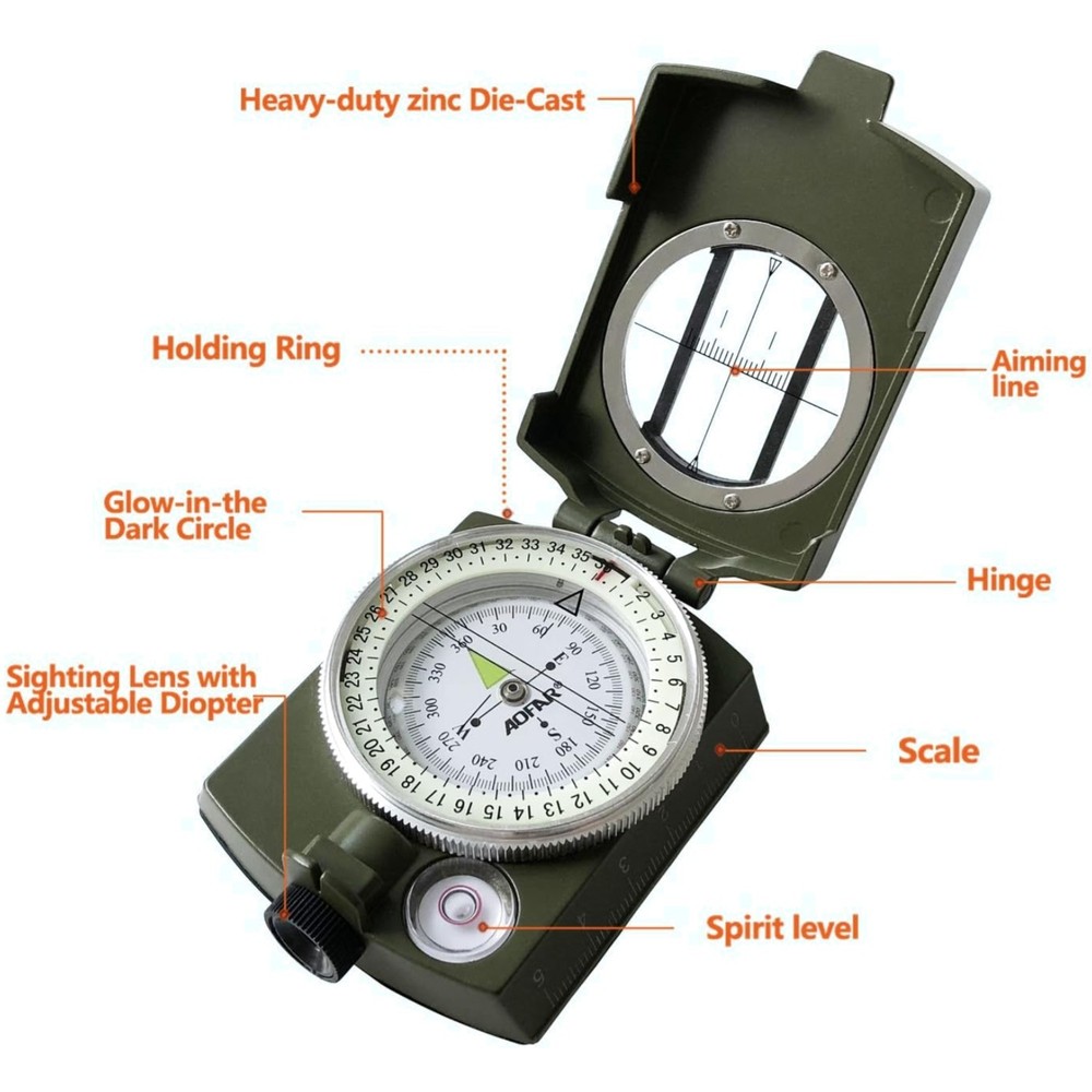Military Compass with Distance Calculator