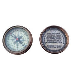 Engraved Antique Brass Poem Compass with Leather Case, Birthday Gift for Kids