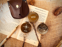 Engraved Personalised Brass Coordinate Compass Keepsake Gift Hiking For Him Dad