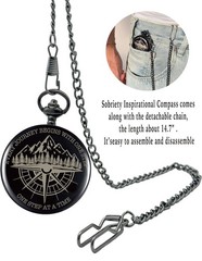 Inspirational Sobriety Gifts for Men – Pocket Compass & Token, Recovery Gift for