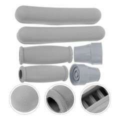 1 Set Reusable Anti Slip Crutch Handle Covers Grey Tpr Material Comfortable Grip