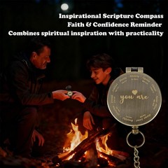 Engraved Brass Compass Scripture Inspirational Baptism Christian Hiking
