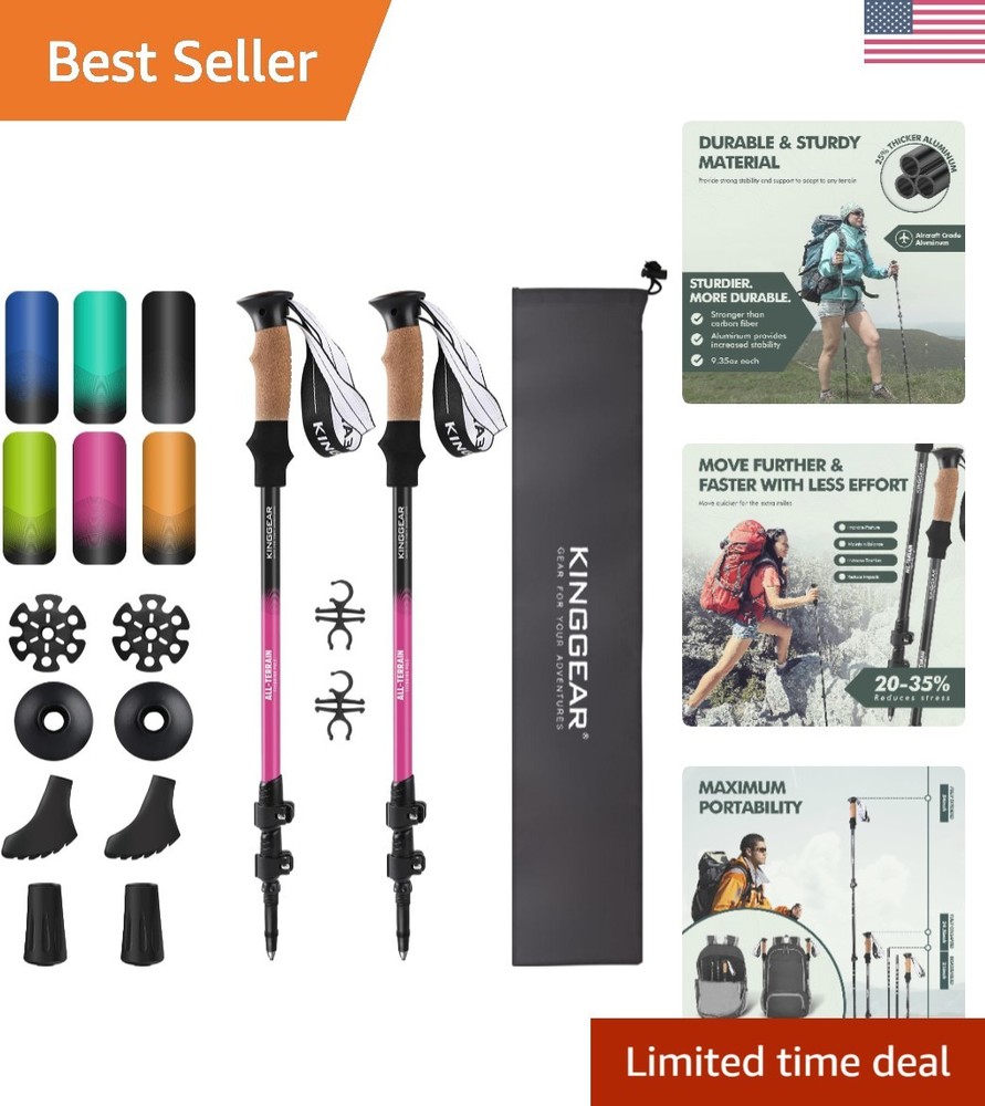 Ergonomic 2PC Trekking Poles with Quick Flip Lock – 54 Inch Adjustable Height