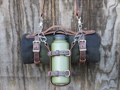 Full grain veg tanned Leather blanket harness & Bottle carrier handmade