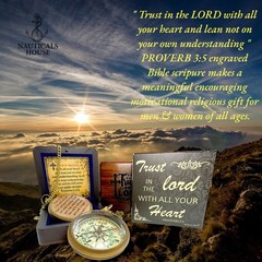 Bible Verse Brass Compass – “Trust in The Lord with All Your Heart” (Proverbs…
