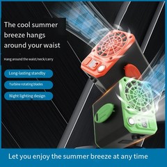 2400mAh Hanging Waist Fan with Power Bank LED Light Three Speed Cooling Device