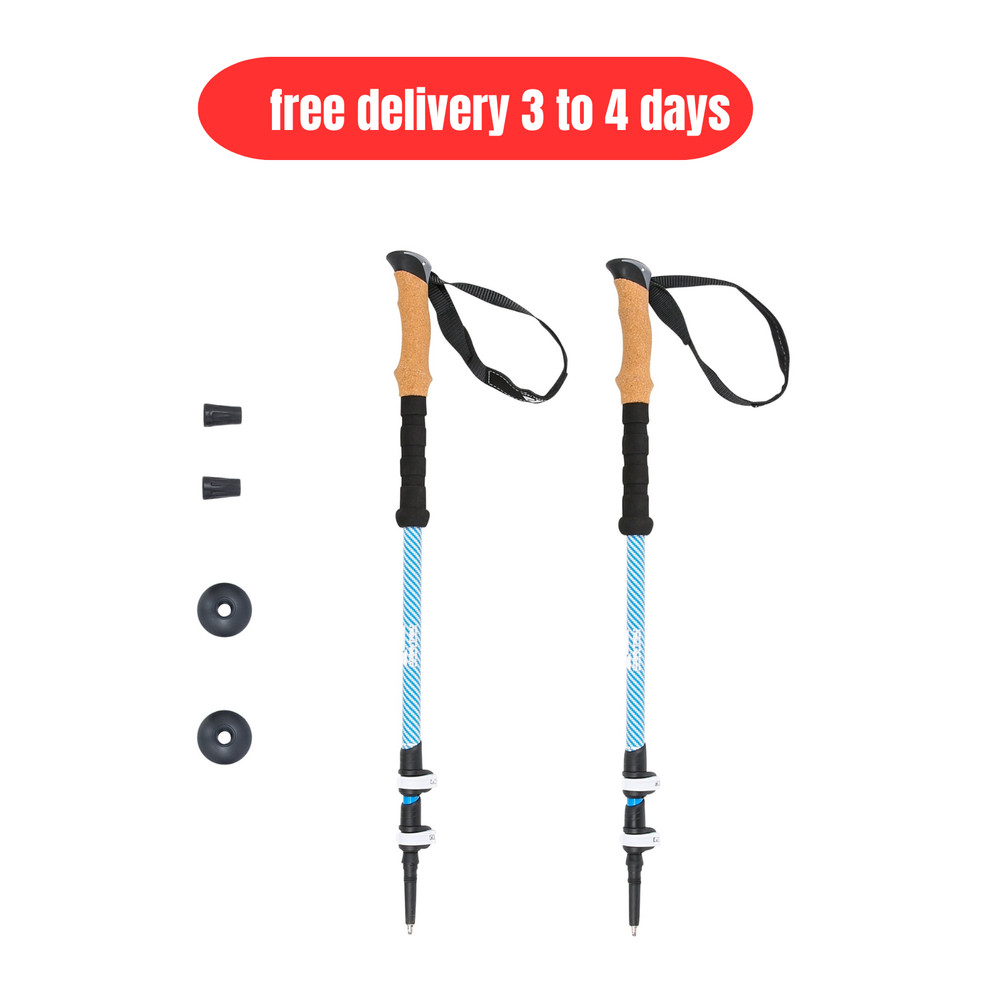 Lightweight Carbon Fiber Adjustable Quick Lock Trekking Poles with Cork Grip – 2