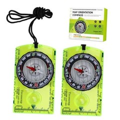 Outdoor Compass with Adjustable Declination, Magnifier, Ruler, 2 PACK Green