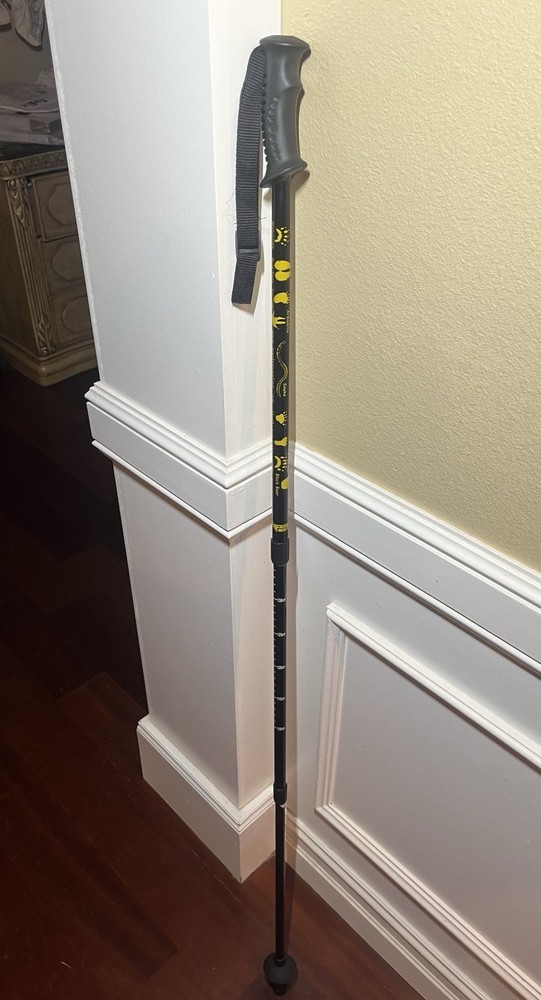 PAULS SUPPLIES Trekking Pole Adjustable Hiking Walking Stick Black Animal Print