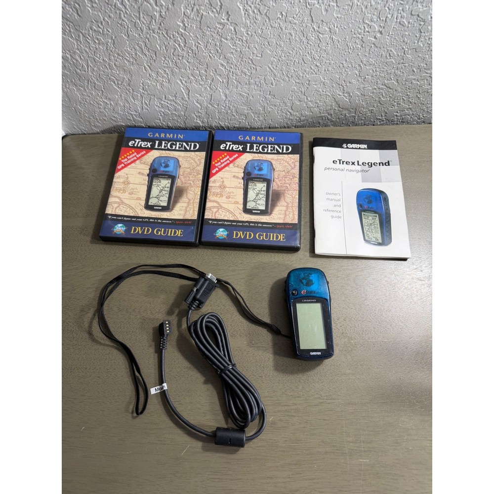 Garmin eTrex Legend Handheld GPS Blue Bundle with Manuals Cables DVD Guides