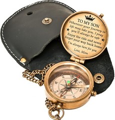 Engravable Brass Compass Nautical Antique Vintage Pocket Gift 2″ With Case