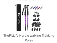 The Fit Life Nordic Walking Trekking Poles NIB Antishock Purple