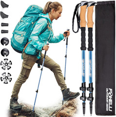 Carbon Fiber Trekking Poles – Lightweight Collapsible Hiking Poles with Cork Gri