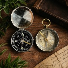 VTG Japan Pocket Compasses Set Of 2 Brass and Metal Working Floating Dial Set