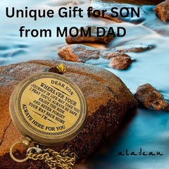 Gift for Son from Mom Dad | Engraved Compass 2″ – Father to Son Gifts, Mom to So