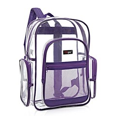 17-Inch Clear Backpack – Transparent PVC School Backpack, Daypack, Purple
