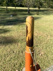 Howling Wolf, Natural Earth Tones Poplar Wood Walking Stick Hiking Staff