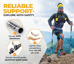 Trekking Poles – 2-Pc Pack Collapsible Lightweight Hiking Poles, Strong Aircraft